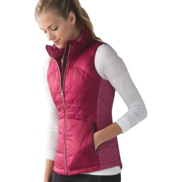 Lululemon 4 Down for a Run Vest Berry Rumble Quilted great pre owned condition - Picture 5 of 16